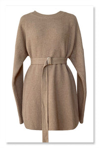 YP Style Mid-Length Round Neck Sweater Dress