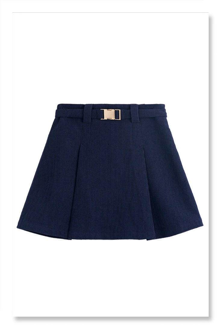 YP Style High-Waisted Corduroy Skirt