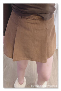 YP Style High-Waisted Corduroy Skirt