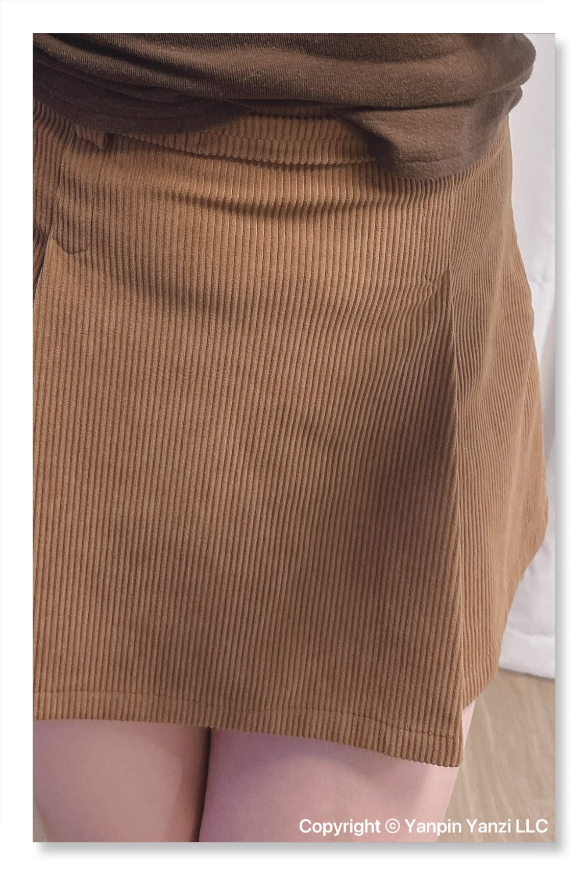 YP Style High-Waisted Corduroy Skirt