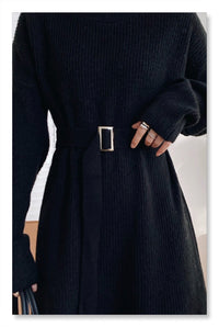 YP Style Mid-Length Round Neck Sweater Dress