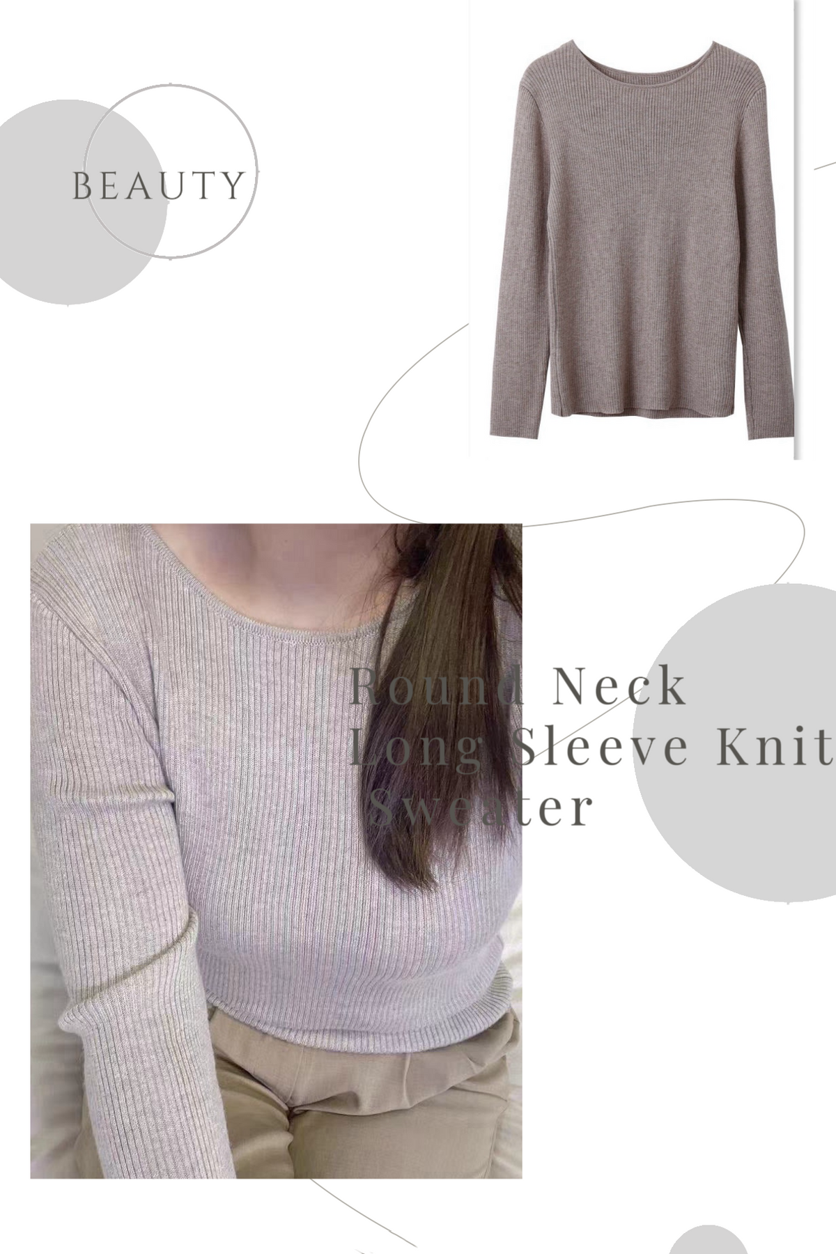 Round Neck Long Sleeve Knit Sweater