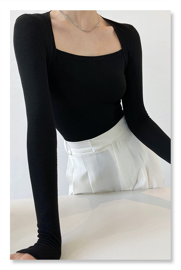 YP Style Long Sleeve Square Neck Bodysuit