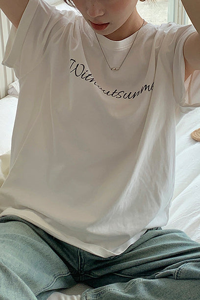 Letter Print Cotton T-shirt