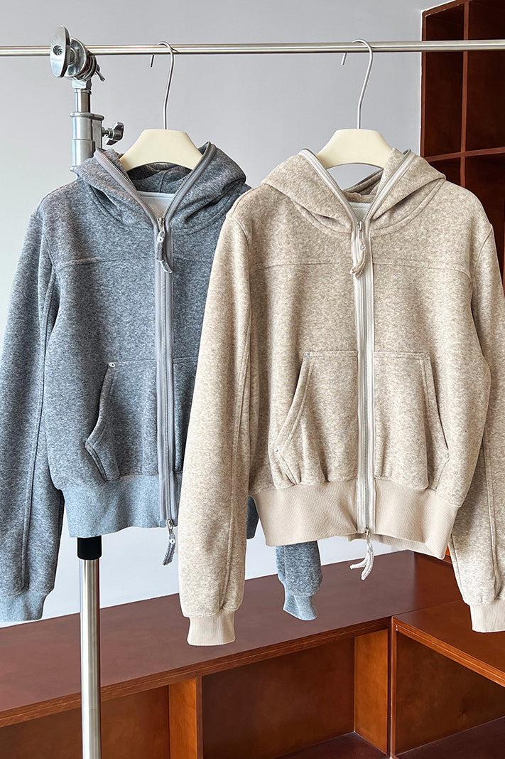 Double-Zip Hooded Sweatshirt