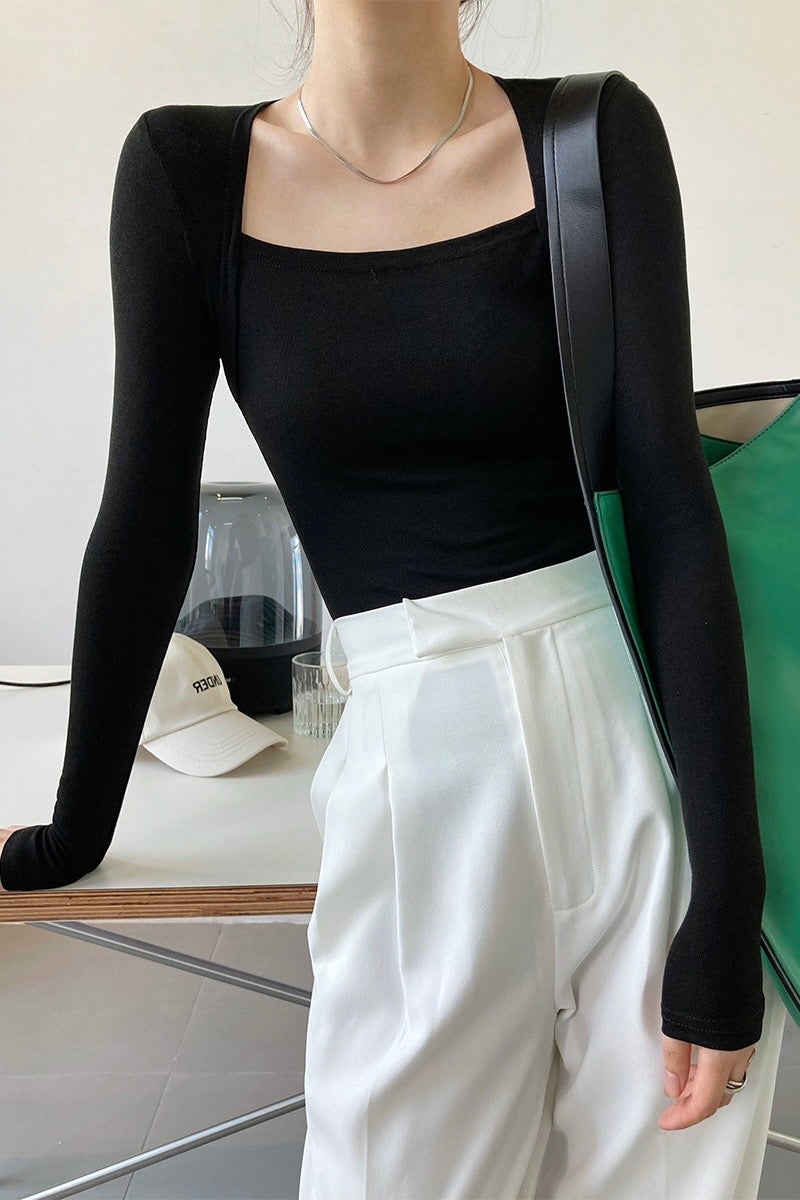 Long Sleeve Square Neck Bodysuit