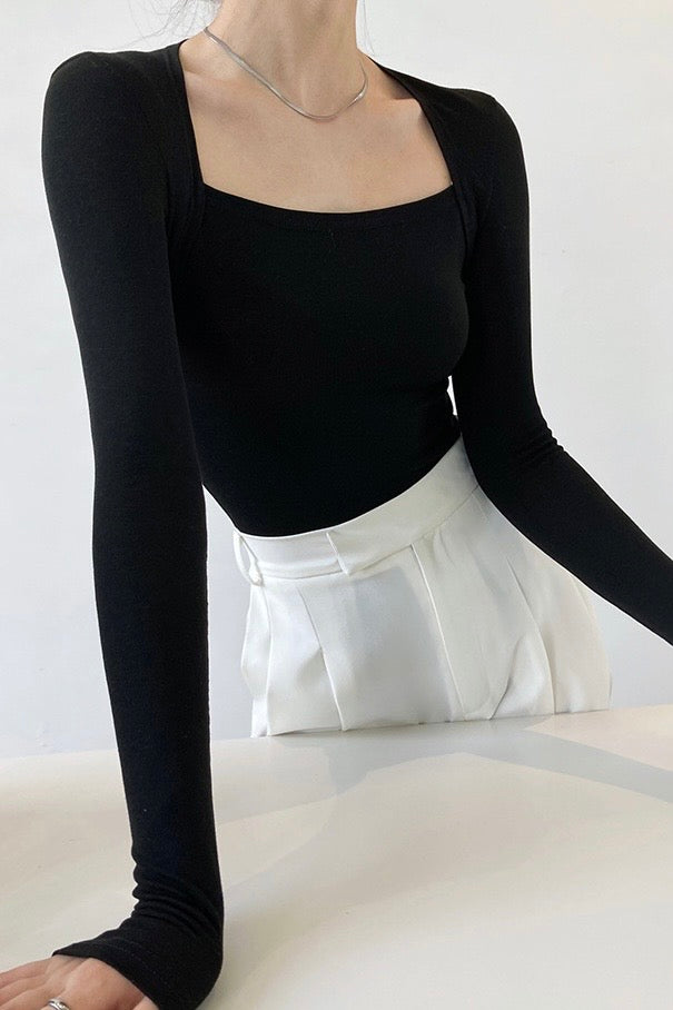 Long Sleeve Square Neck Bodysuit