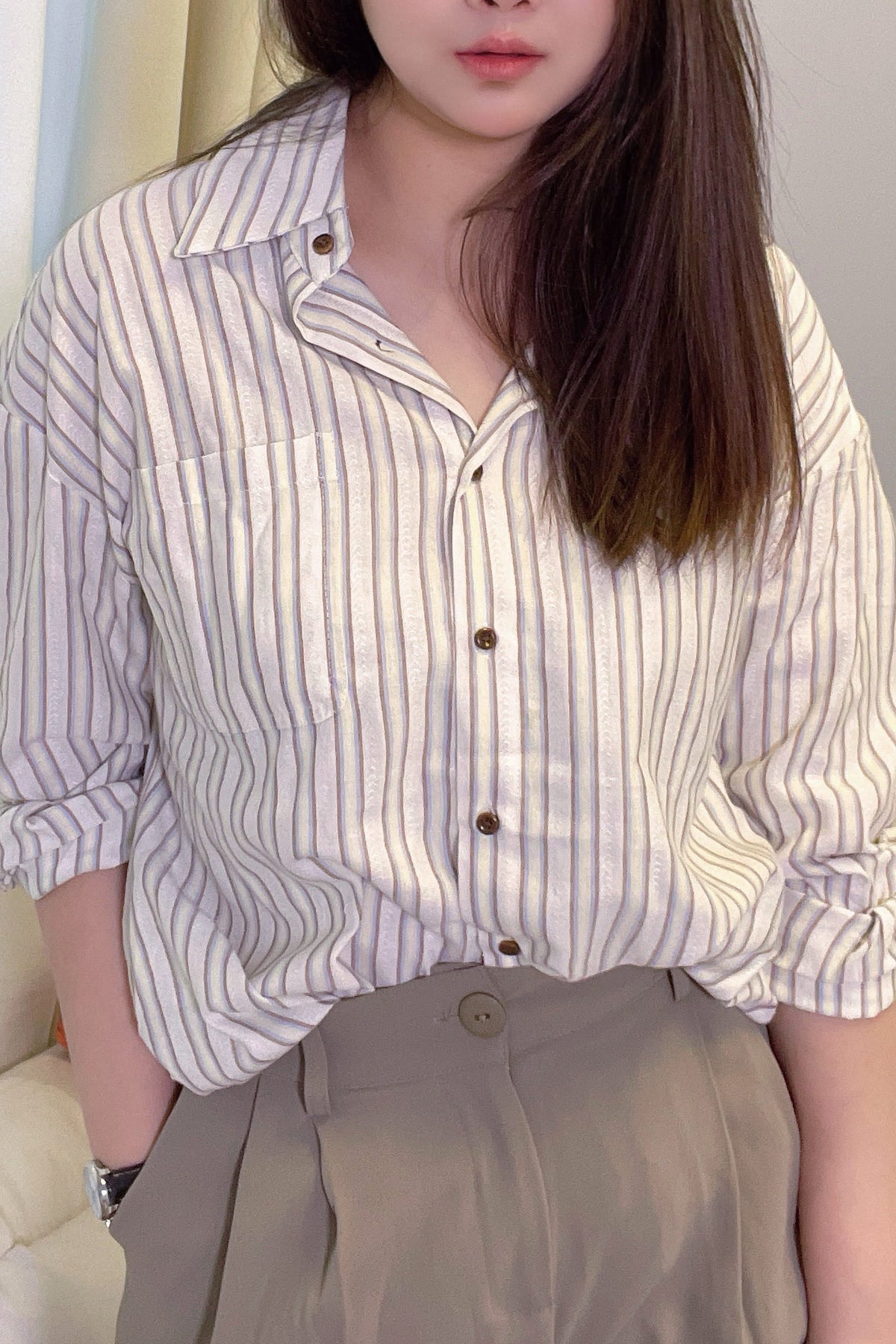 YP Style Casual Vertical Stripe Shirt