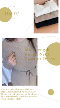 YP Style Mid-Length Round Neck Sweater Dress