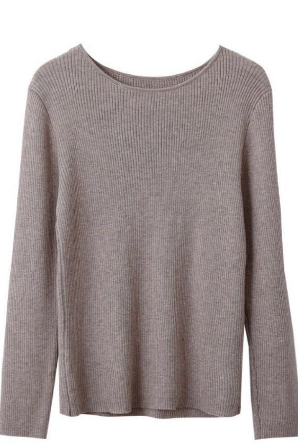 Round Neck Long Sleeve Knit Sweater