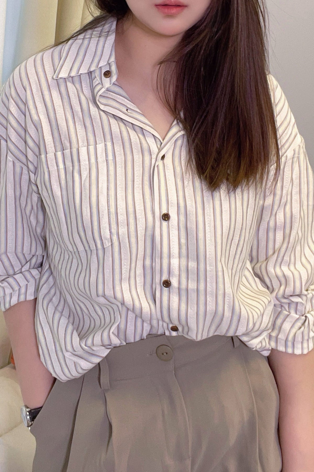 Casual Vertical Stripe Shirt