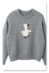 YP Style Cartoon Bird Round Neck Sweater