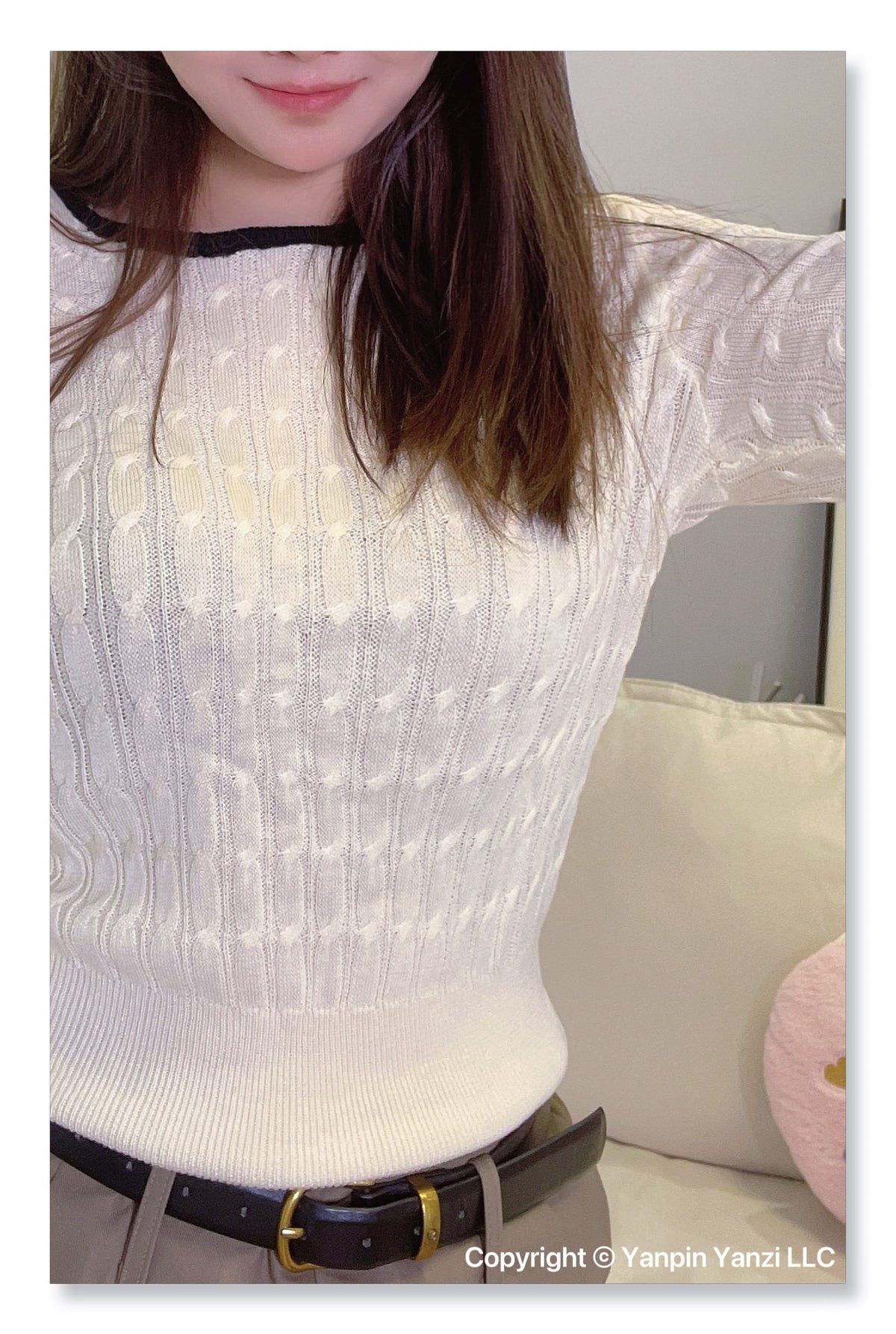 YP Style Twisted Pattern Round Neck Sweater